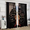 2pcs Eclectic Style Black Gold African Figures Printed Curtain Panels Set with Rod Pocket Window Drapes for Living Room cortinas 4