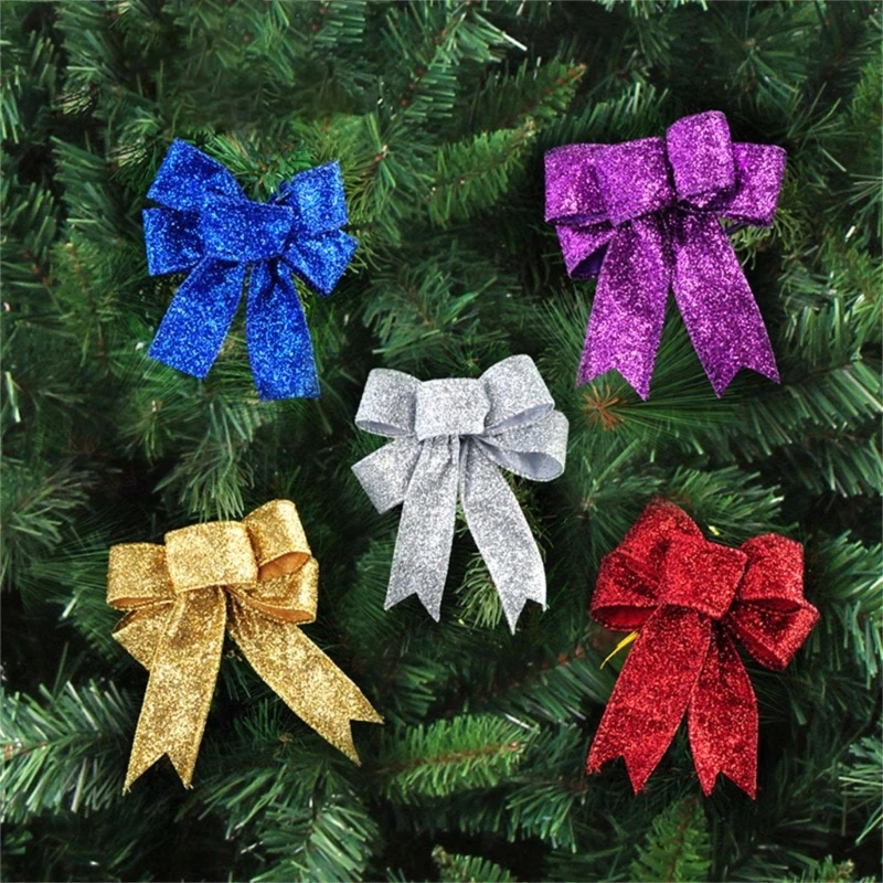 

10шт Рождественские банты для елочного декора Мини-Рождественский бантик DIY Craft
