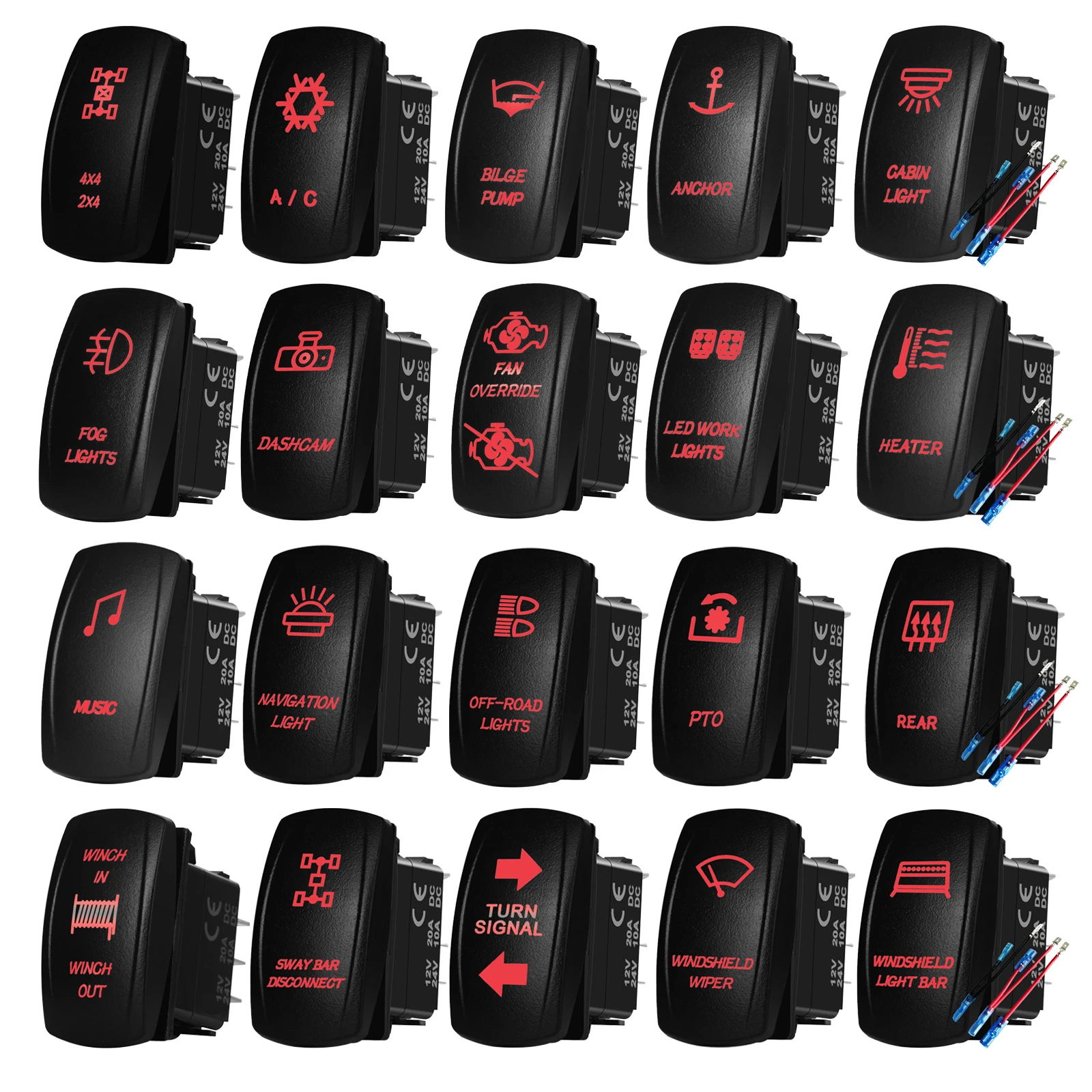 Rocker Switch 12V Waterproof Interchangeable Switch Power Wiper Search ...