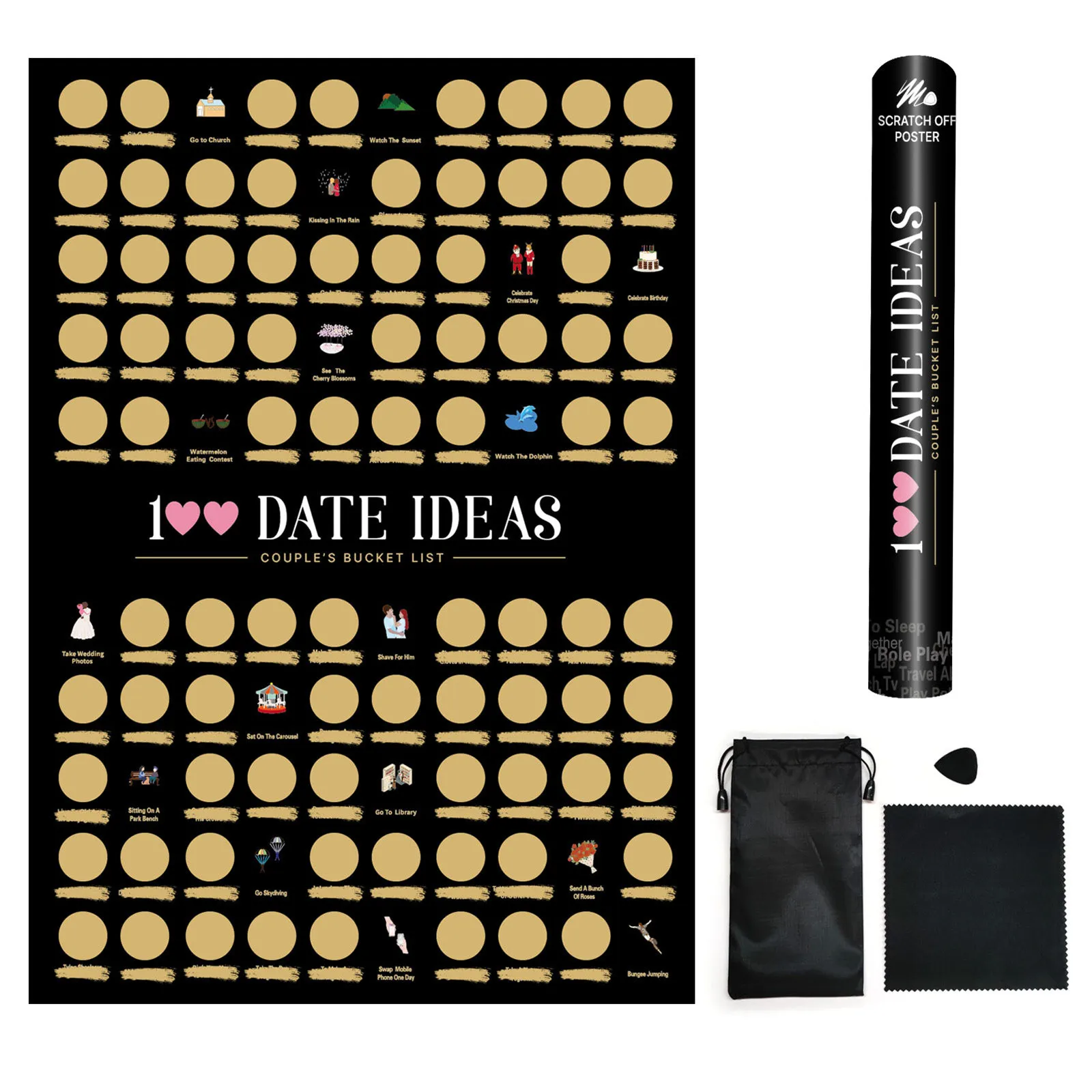 100 Date Ideas Poster Gratta E Vinci, Coppie Incontri Idee Notturne, Idee Regalo Per Coppie Anniversario E Regalo Di San Valentino