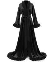 Feather Blush Kimono Robe Boudoir Wedding Floor Length Maxi Dressing Gown Robes Bride to Be Hen Party Stain Silk Lingerie - Image 4