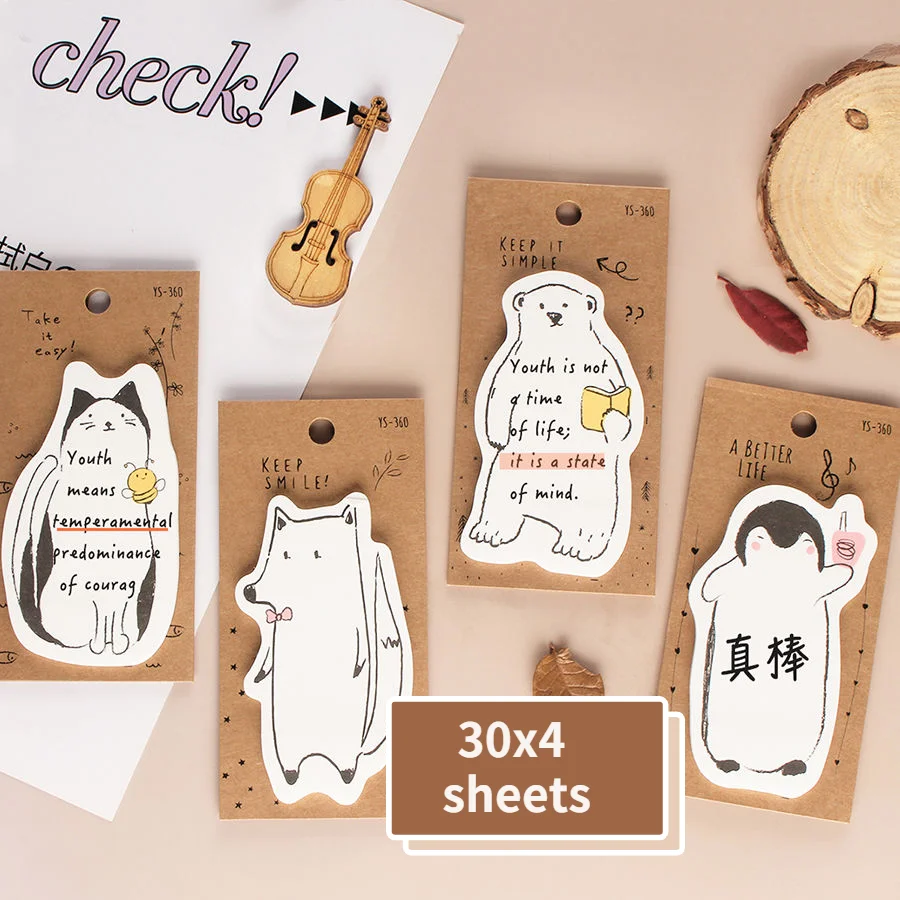 4 sets/lot Cartoon Kawaii Memo Pad N Times Sticky Notes Bookmarks Notepaper Self-stick Tab School Supplies Stationary