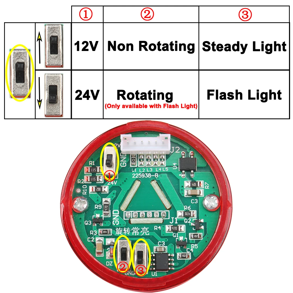Description Picture 4 of item5 Layer industrial warning Stack light Amber Green Machine DC12/24V Steady/Flash LED AC220V Signal Alarm caution indicator Lamp