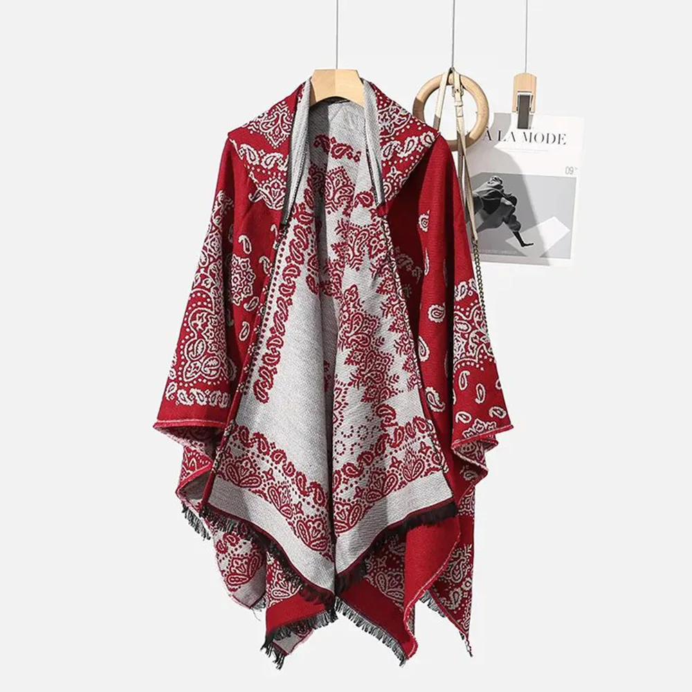 Men Knitted Cloak Hooded Scarf for Autumn
