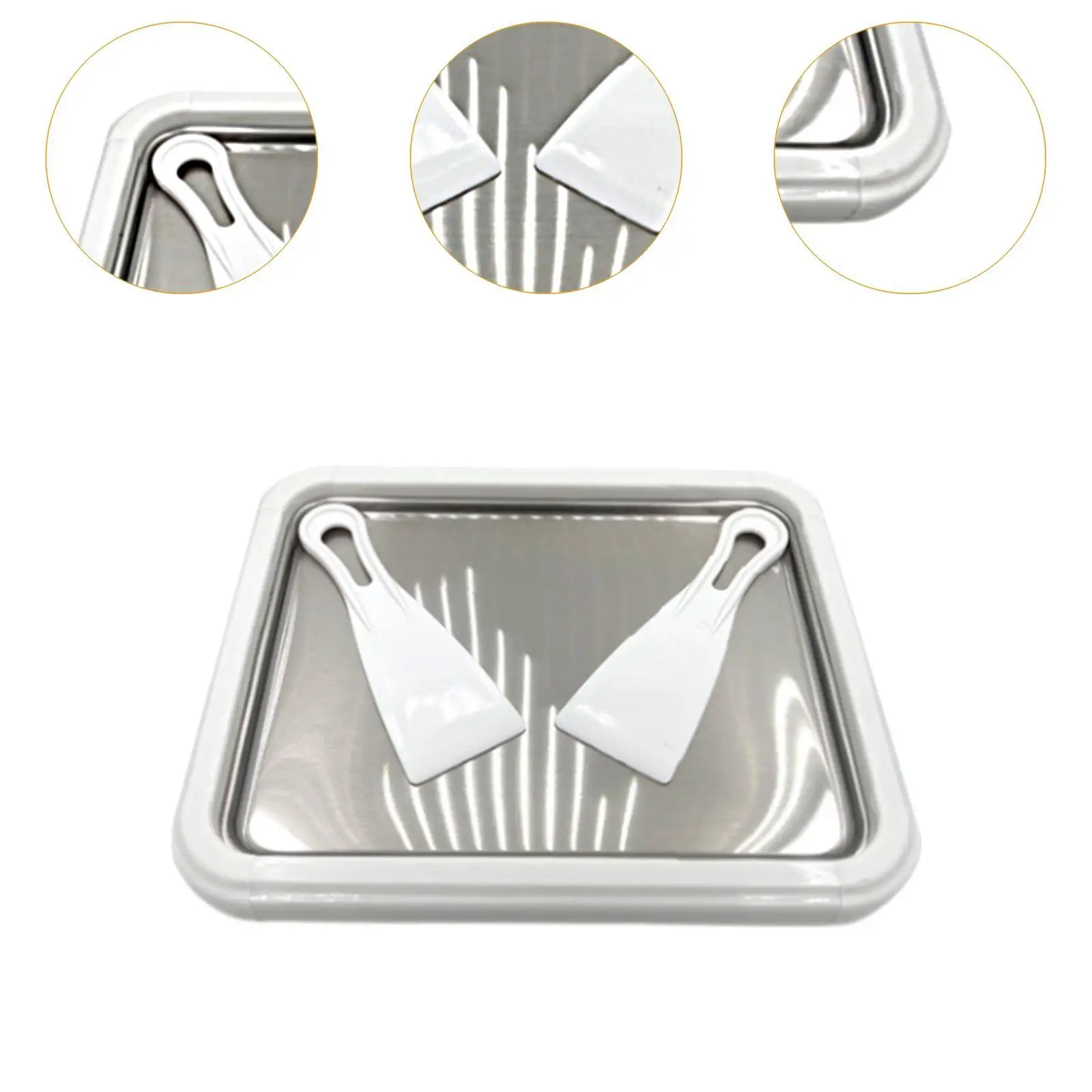 Ice Cream Pan with 2 Scrapers Summer Easy to Use Sweet Dessert Plate Fun Parent Child Activities Versatile Roll Ice Cream Maker