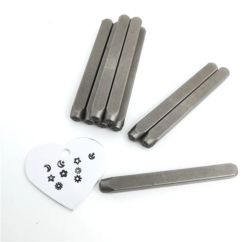 3mm Metal Stamping Set Moon Start Sun Patterns Jewelry Stamps Leather Punching Kit Emboss Silver Aluminum Bracelet Ring leather craft stamps leather letter punch alphabet number stamp set