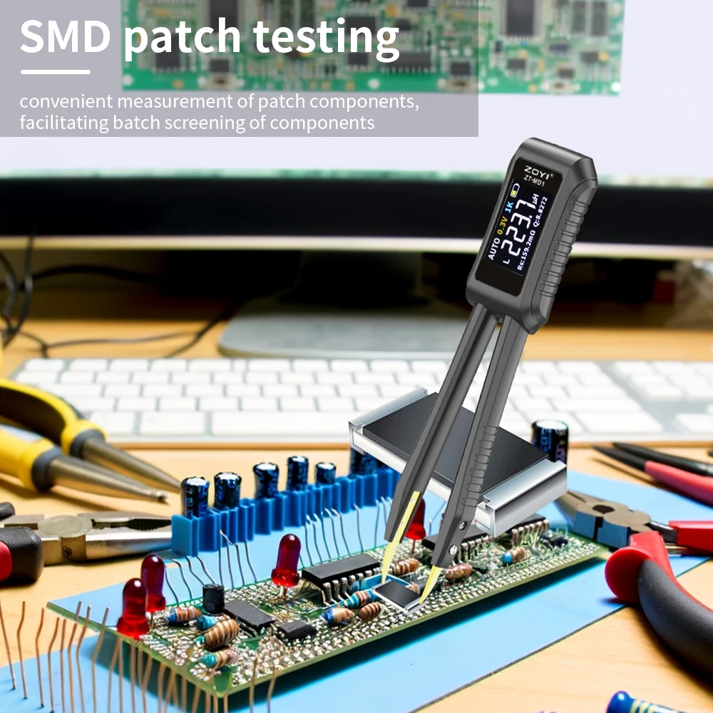 ZOYI Portable Digital Smart Tweezer-style ZT-MD1 LCR SMD Tester for Resistors, Capacitors, and Inductors 5