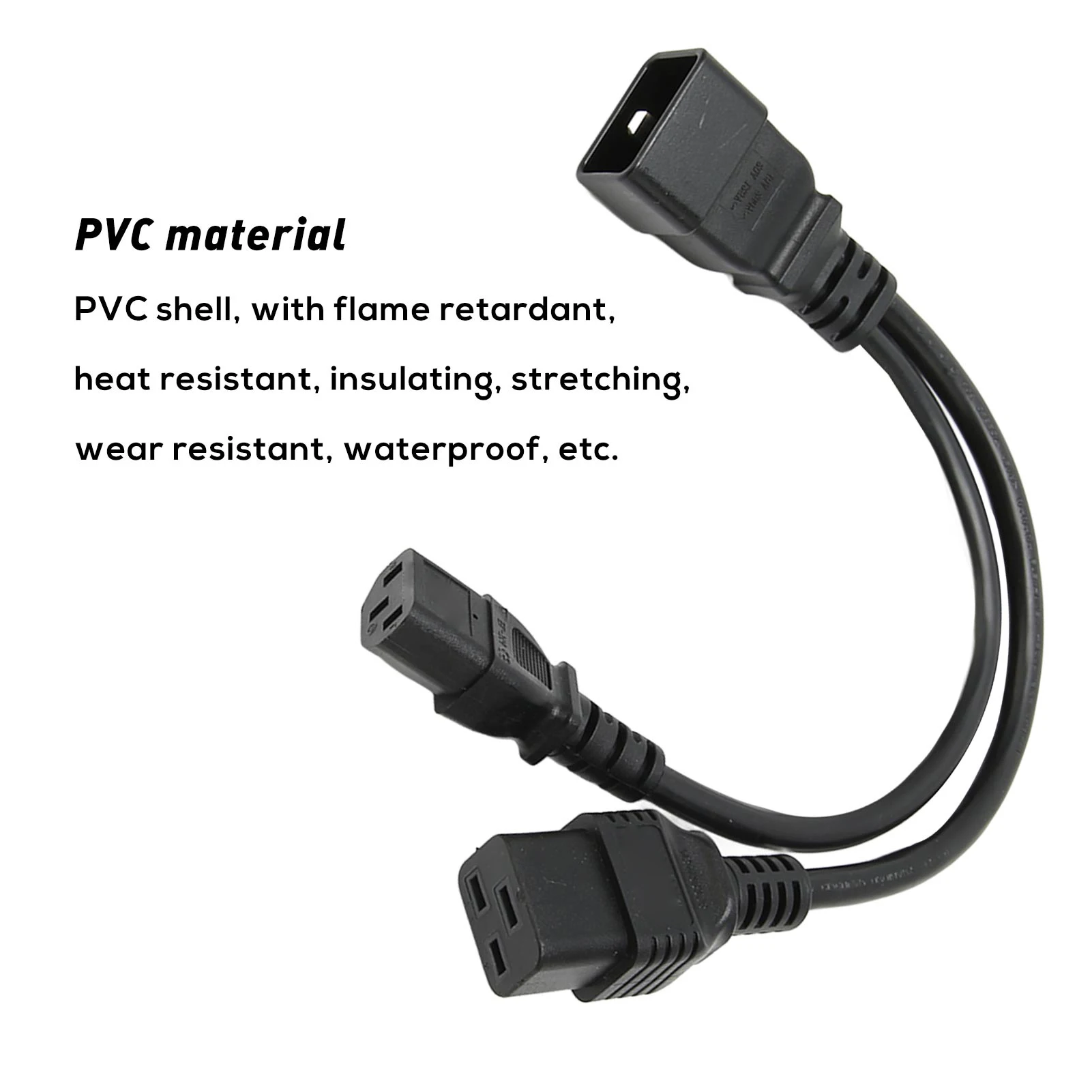 IEC320 C14 Power Cord IEC320 C14 to Dual IEC320 C19 Power Cord IEC320 C14 to Dual C19 Y Splitter Power Cable 10A 250V 12.6in