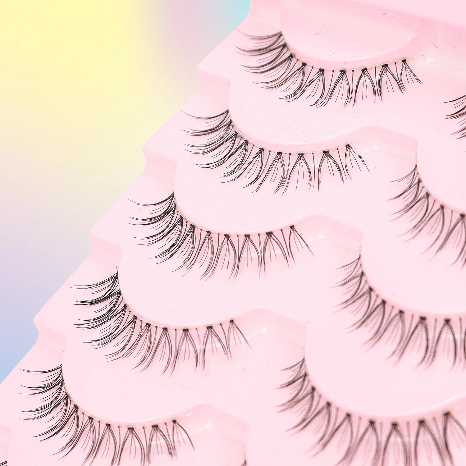 14 Pairs of Natural False Eyelashes in U-shaped Female Group Design with Transparent Band Design and Korean Cartoon Eyes and Han