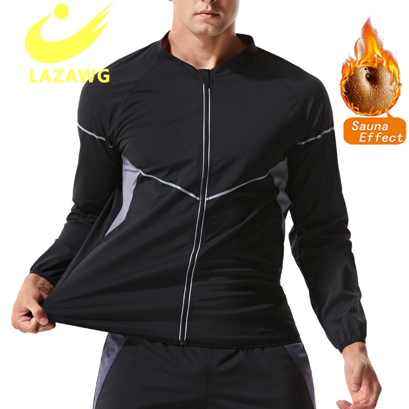 Lazawg Body Shaper Sauna Top Vita Trainer Uomo Zipper Gym Vest Fat Burner Workout Camicia Dimagrante Sweat Thermal Suit Perdita Di Peso