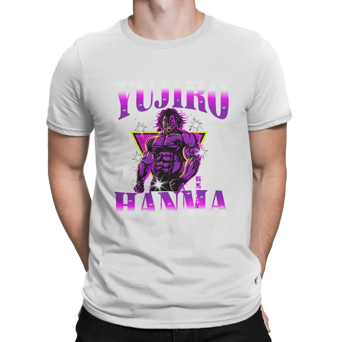 thumbnail image 1 of Camiseta de Anime Yujiro Hanma para hombre, de algodón puro, estilo vintage, con cuello redondo, de manga corta, estilo BAKI, para verano, 1 of 7