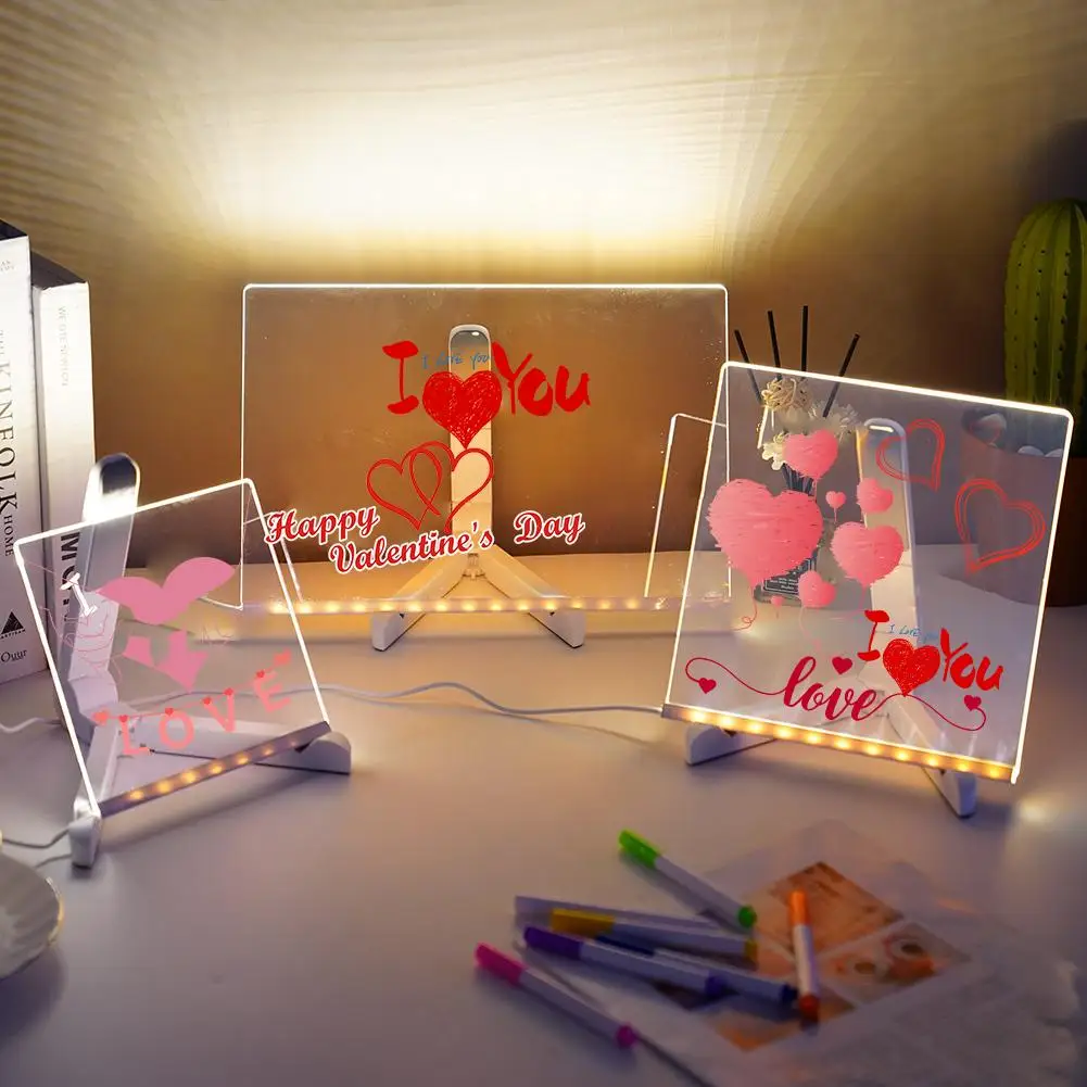빛나는 INS 아크릴 무드등 - 투명 데스크탑 DIY 램프, 손글씨 메시지 및 그림 기능, 칙칙한 책상 조명 문제 해결