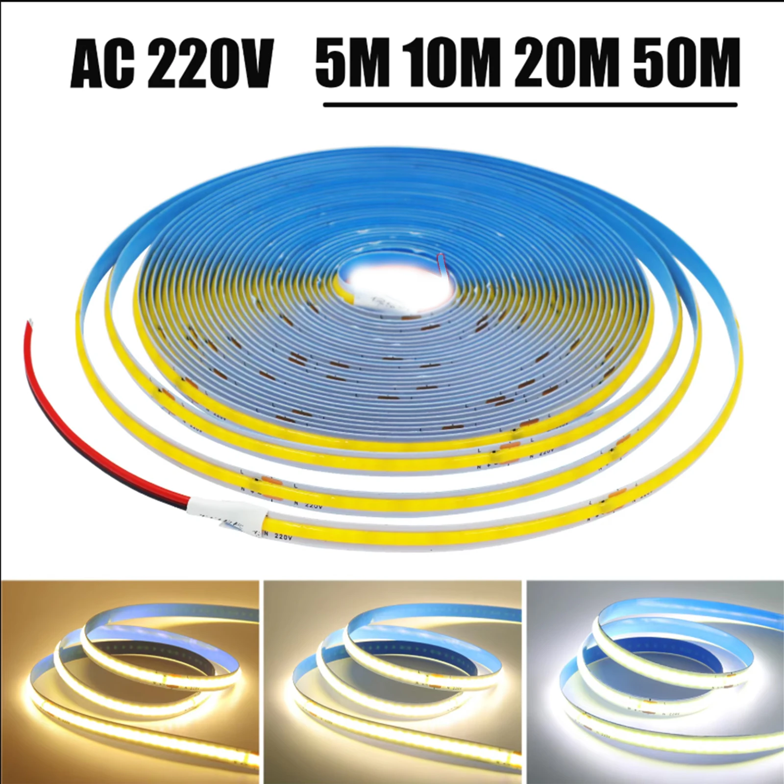 Premium Flexible COB LED Light Strip, 240 LEDs/m, with Built-In Driver