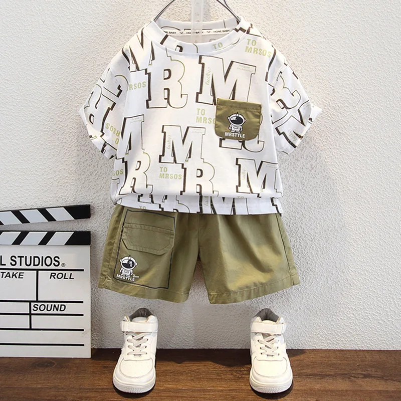 

2 шт., толстовка с коротким рукавом и штаны для мальчиков 2-7 лет