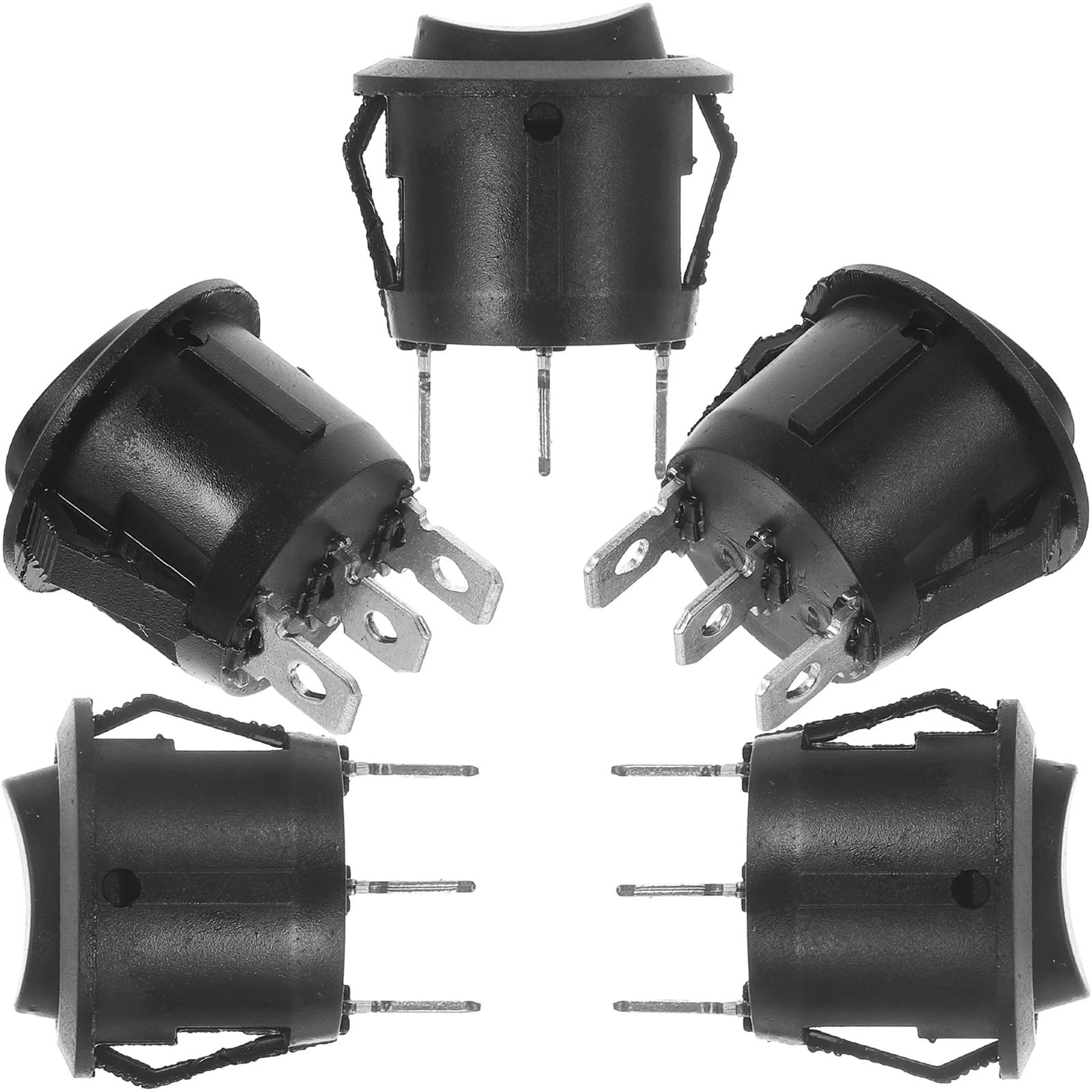 

10 PCS 3 23mm Car Round Rocker Single Pole Double Throw Push Buttons (Black)