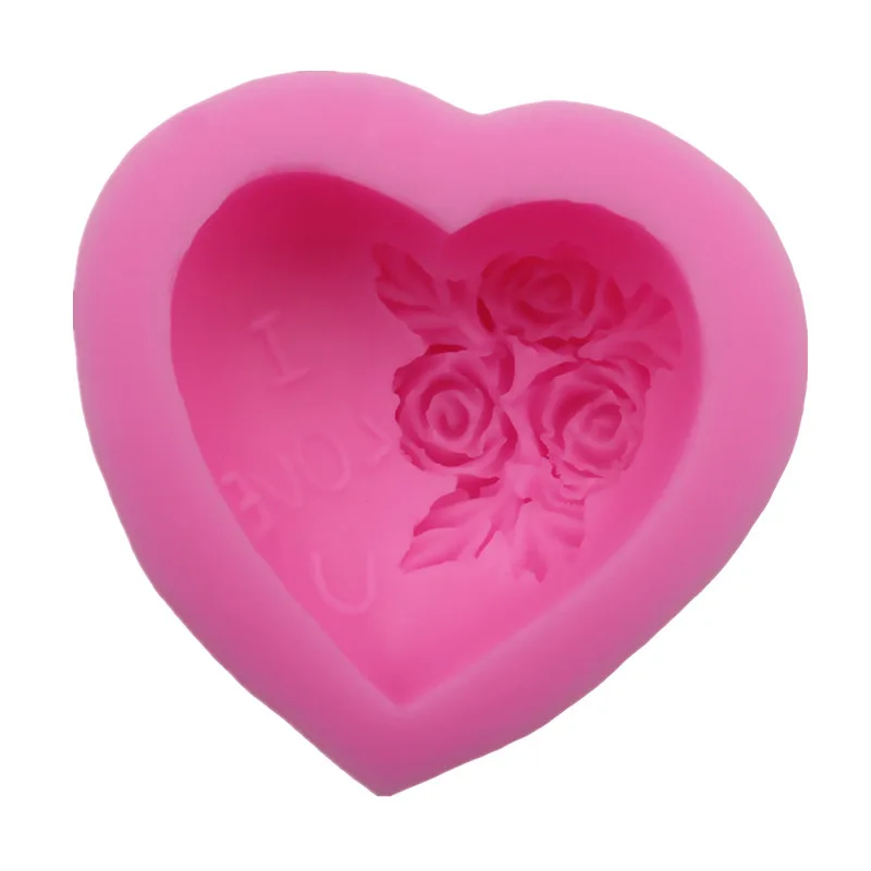 3D Rose Fleur En Forme De Coeur Bougie Moule DIY À La Main Savon Silicone Moule Gâteau Décoration Outils pour Mariage Valentine