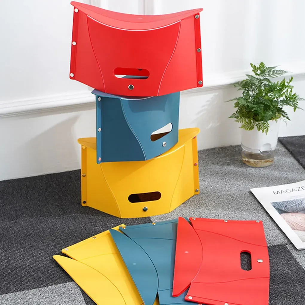 Multi-function Non Slip Plastic Chairs Portable Folding Step Stool Card Folding Shrink Hand basket Outdoor Camping Fishing Chair