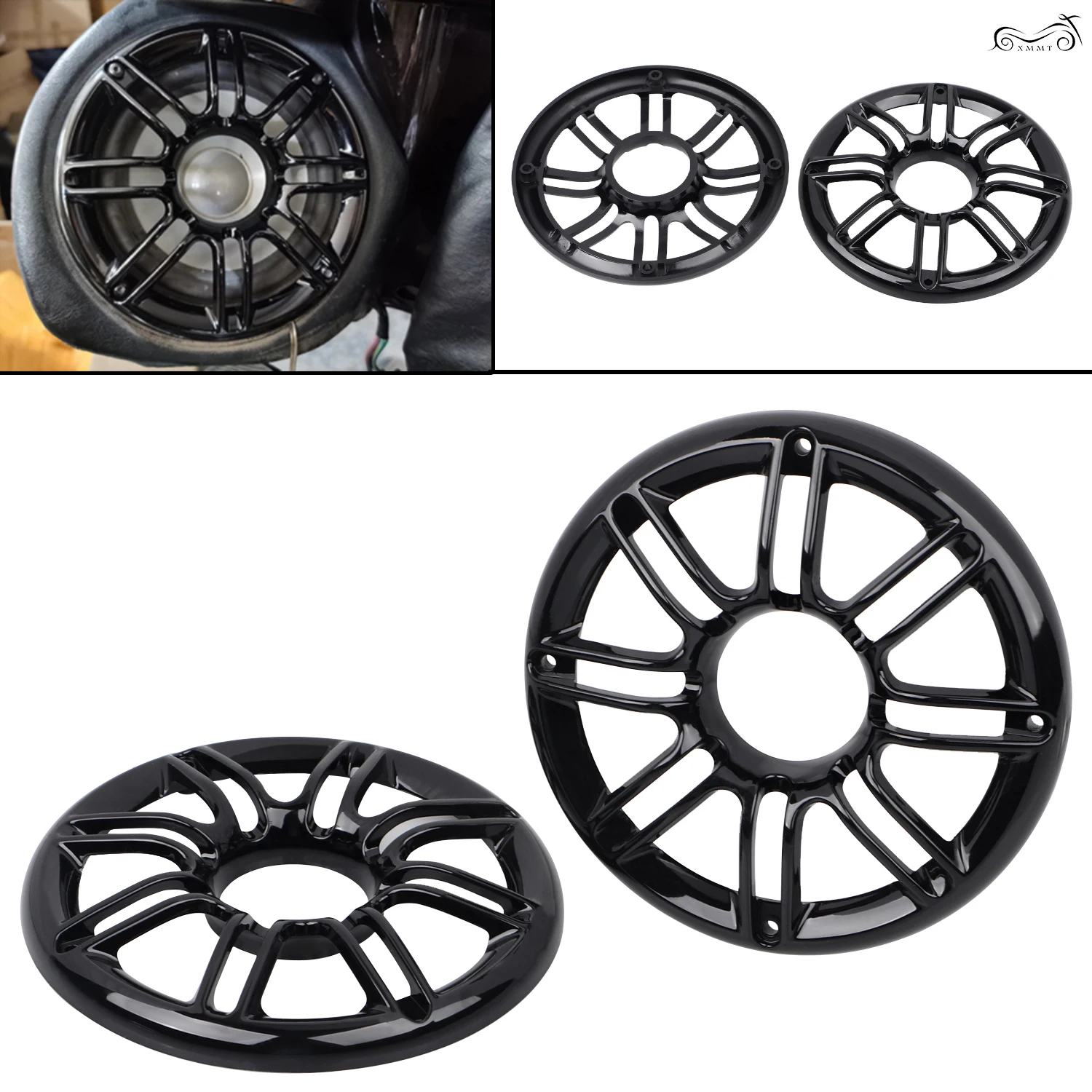 Black 3D Round Rear Speaker Grill Covers For Harley 19982013 Touring