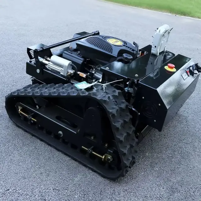Customized All-Terrain GasolineTank Track Lawn Mower Remote Mower With Snow Blade Attachment 3