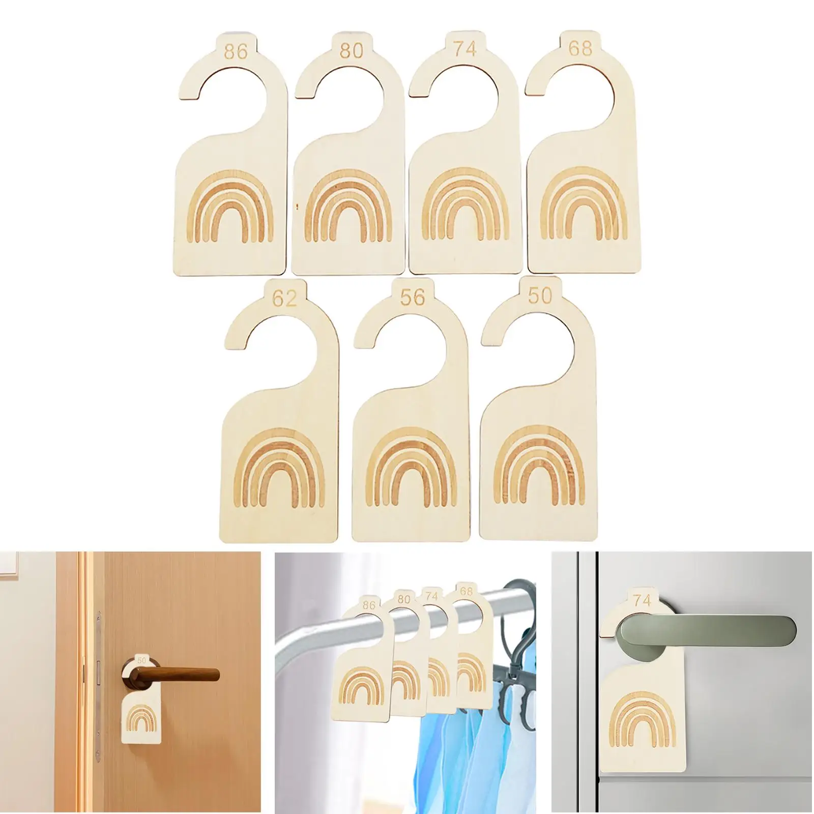 7 Pieces Baby Clothes Size Hanger Organizer Wood Adorable DIY Baby Closet Dividers for Room Daily Use Wardrobe Birthday Closet