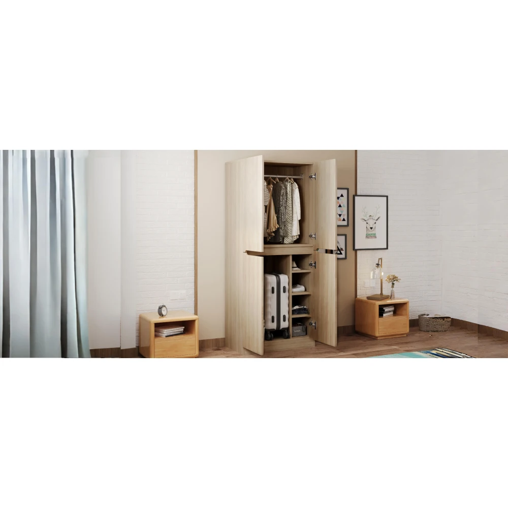 70×40×170cm Moderner Doppeltür-Kleiderschrank – MDF-Aufbewahrungsschrank mit verstellbaren Regalen, kleinen Fächern, platzsparend – Detail 14