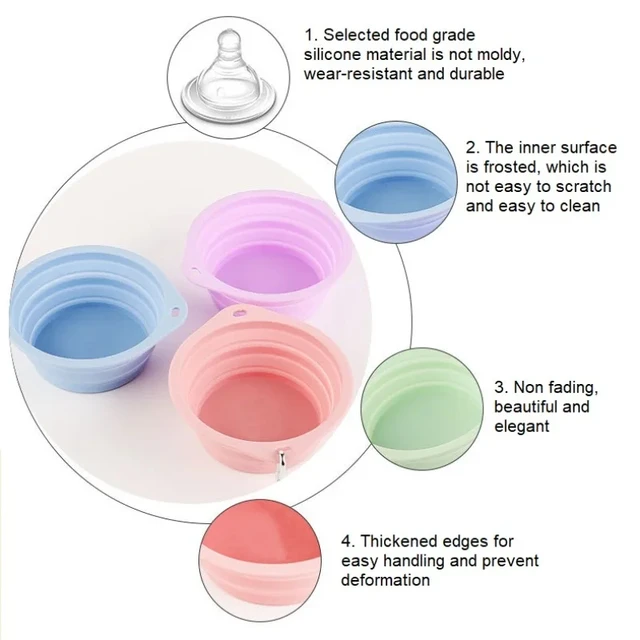 350/600ml Collapsible Dog Pet Folding Silicone Bowl Outdoor Travel Portable Puppy Food Container Feeder Dish Bowl Pet supplies 3