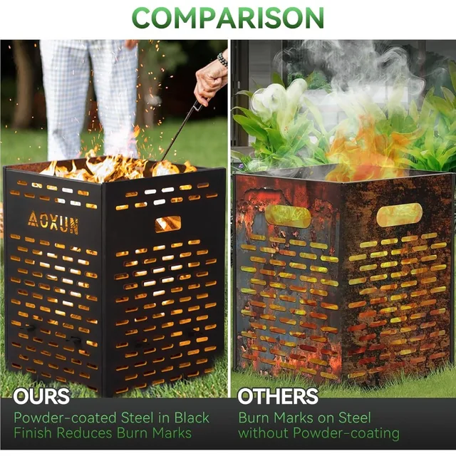 63 Gallon Ultra Thick Burn Barrel for Yard Waste - Heavy Duty Outdoor Incinerator Drum with Burn Cage and Bottom Ash Tray Desig 5