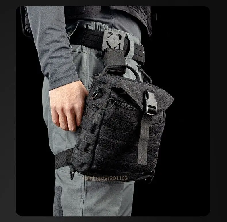 Taktische Molle Gasmaske Tasche Schnelle Entfernung Bein Gürtel Fanny Pack Schulter Träger Jagd – Detail 8