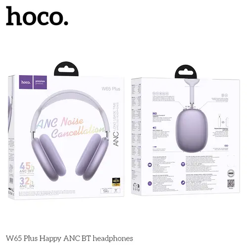 HOCO W65 Plus ANC Noise Reduction Bluetooth Headphones Over The Ear Wireless Big Earphone Hifi Sounds Sport Headsets With Button - Image 9