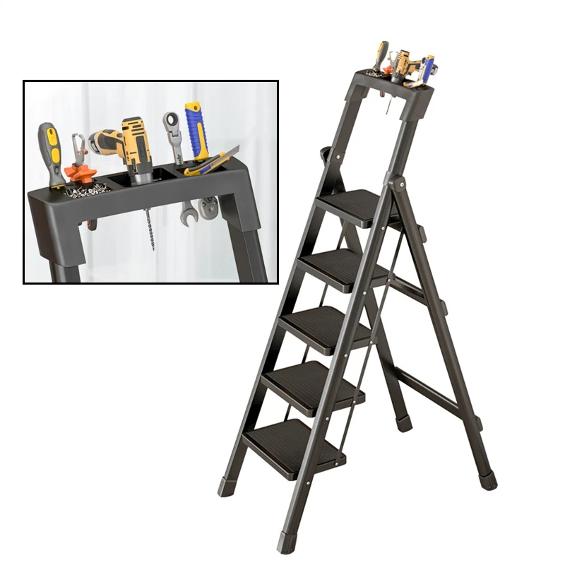 34StepFoldingLadderProtableStepStoolLaddersCarbonSteel