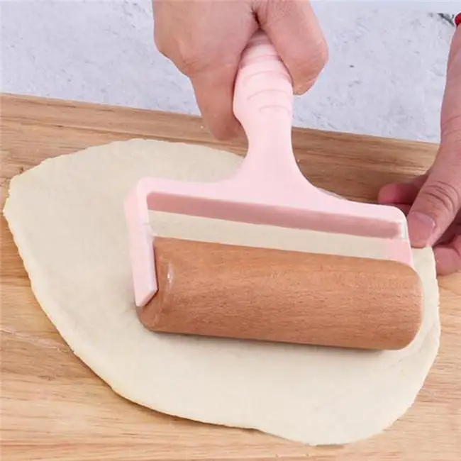 

Pizza Manual Push Pastry Kitchen Baking Tool Multipurpose Easy Clean Wooden Non-stick Rolling Pin