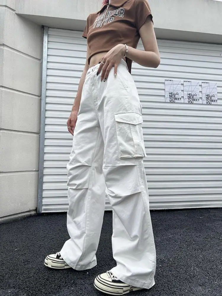 Cargo Jeans Color Blanco Mujer Pantalón Cargo Pantalones De Color