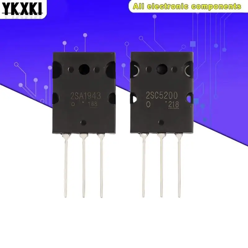 Transistors Kit 10PCS 2SC5200 2SA1943 TO-3P C5200 5200 A1943 TO3PL Transistor 5Pairs (2SC5200 + 2SA1943) Each 5pcs
