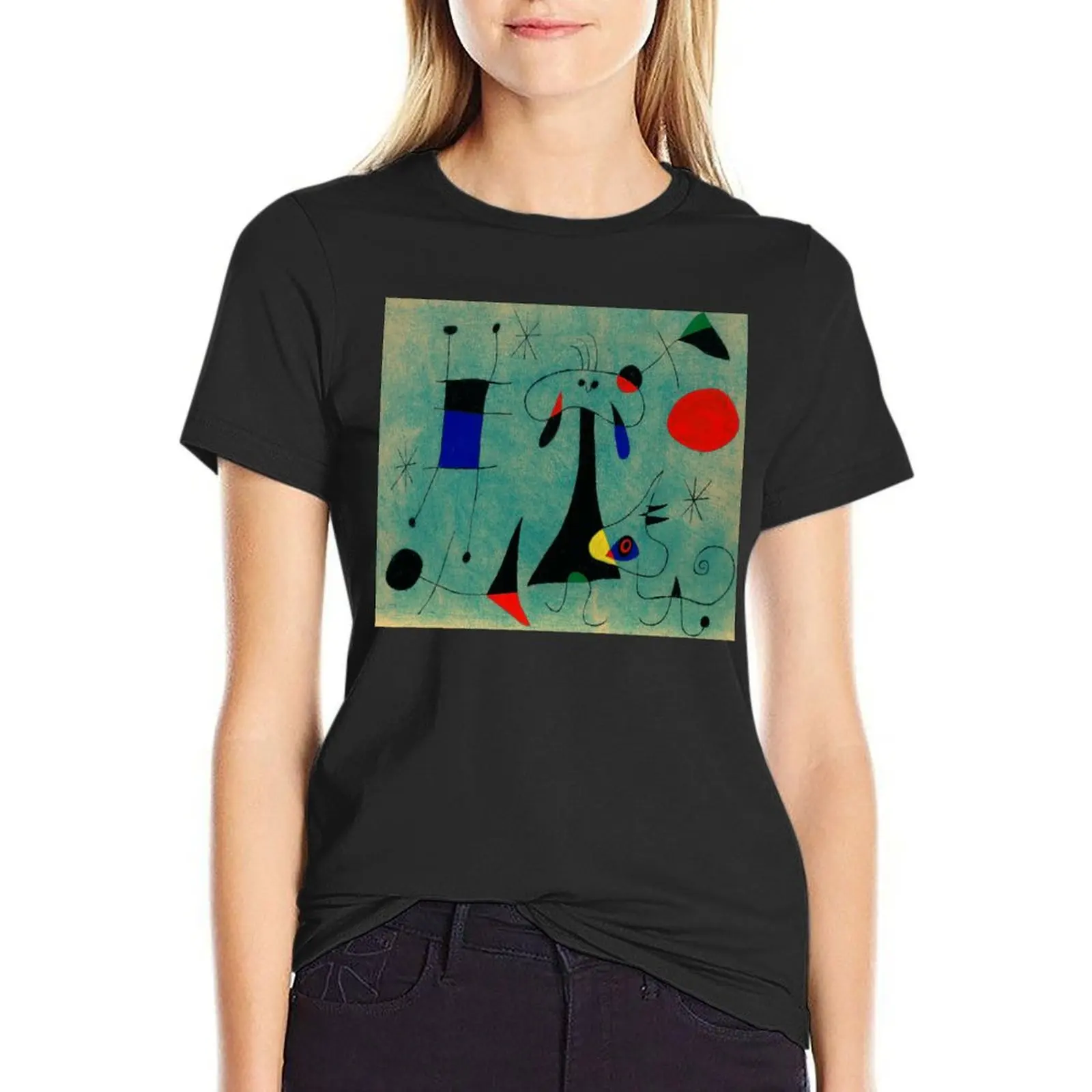 

Joan Miró Personnage, Chien, Oiseaux - Figure, Dogs, Birds T-shirt funny cute clothes T-shirts for Women