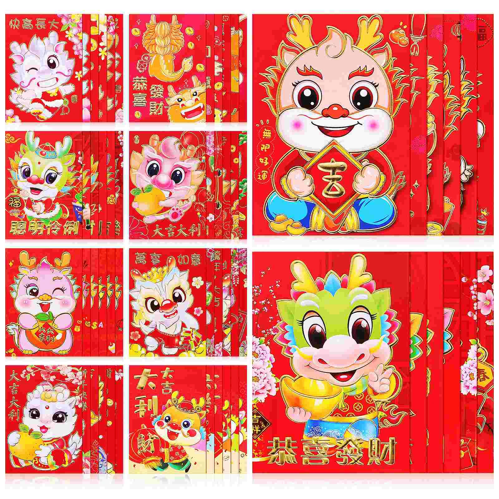 

New Year Lucky Red Envelope Symbol of 2024 Festival Red Envelopes Envelope Zodiac Dragon Pocket Gift Money Envelopes