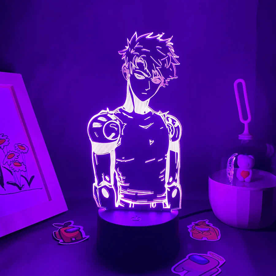 

Anime One Punch Man Genos 3D Led Night Light Birthday Gifts For Friends Lava Lamp Bedroom Table Decoration Manga Figure Genos