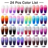 MEET ACROSS 44/60/24/12Pcs Thermal Gel Polish Set Temperature Gradient Changing Nail Art Gel Varnishes Manicure Set For Nails 3
