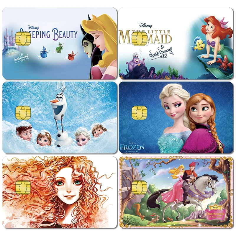 

Disney Girl Frozen Waterproof Stickers Bank Credit Card Bus Pass Anime Cartoon Protect Skin Sticker Collection Toys For Kid Gift