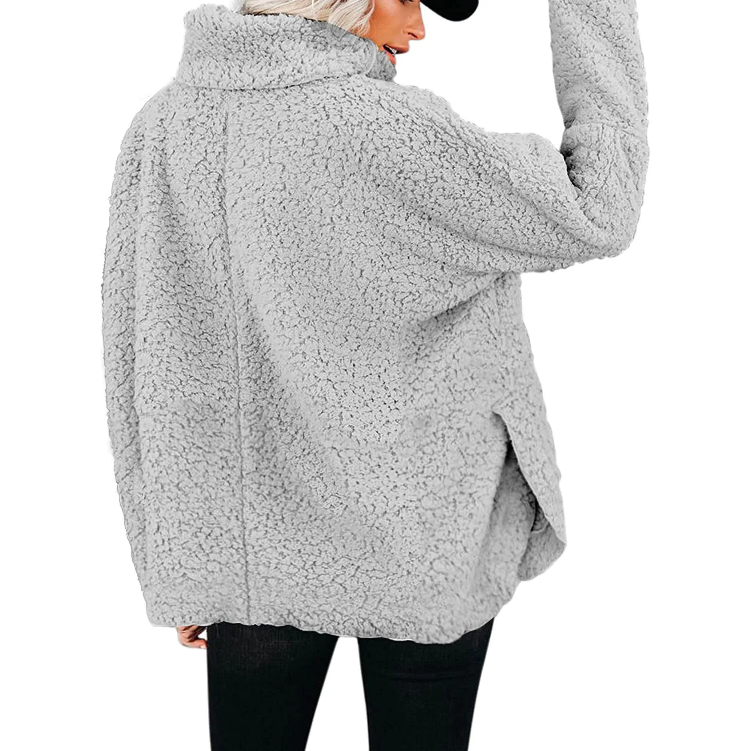 2023 Women's New High-neck Warm Woolen Fleece Autumn and Winter Loose Fleece Long-sleeved Jacket Jacket Women's Fashion Casual
