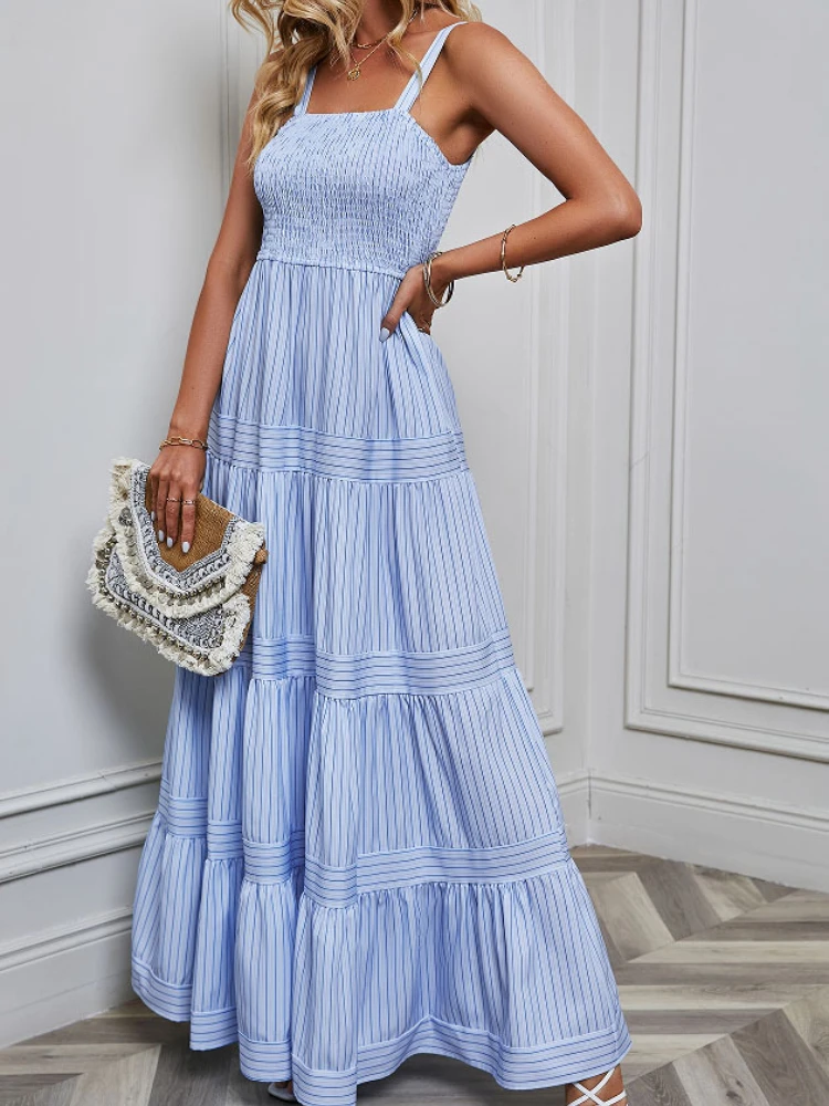 Largos Sencillos Casuales Vestido Largo Nuoke Tirantes