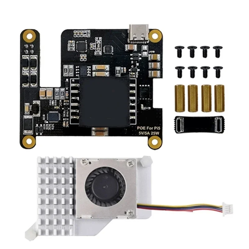 활성화된 802.3af PoE(Power Over Ethernet) 확장 보드가 있는 RPi 5 POE용