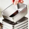 Stainless Steel Food Storage Serving Trays Rectangle Sausage Noodles Fruit Dish with Cover Home Kitchen Organizers 1