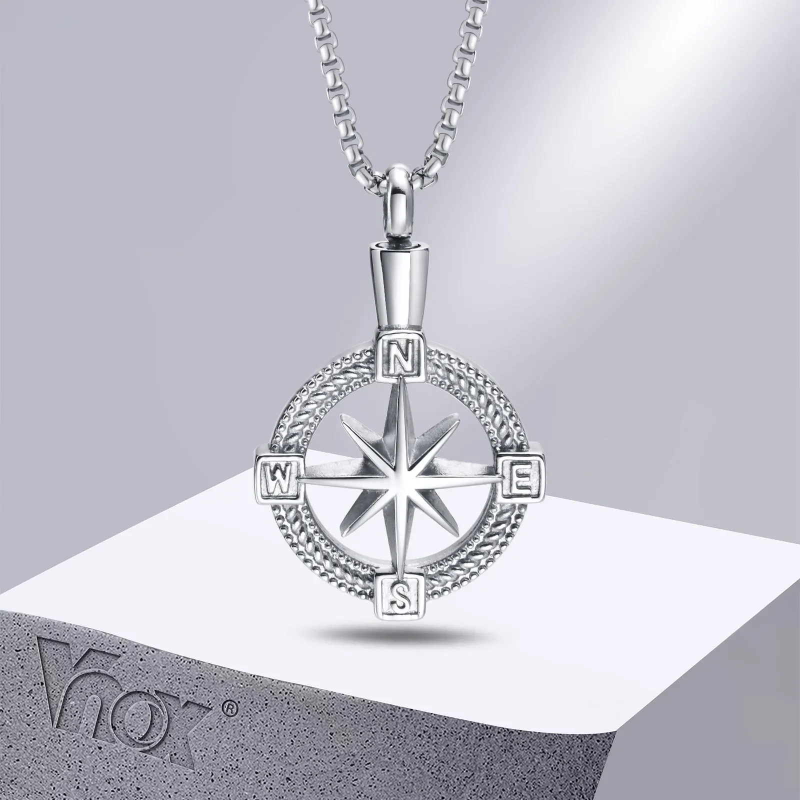 Vnox Stylish Navigation Compass Necklace for Men Women