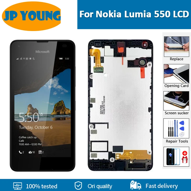 Display Originale 4.7 "Per Nokia Lumia 550 N550 Display Lcd Touch Screen Digitizer Assembly Con Cornice Per Schermo Lcd Nokia 550