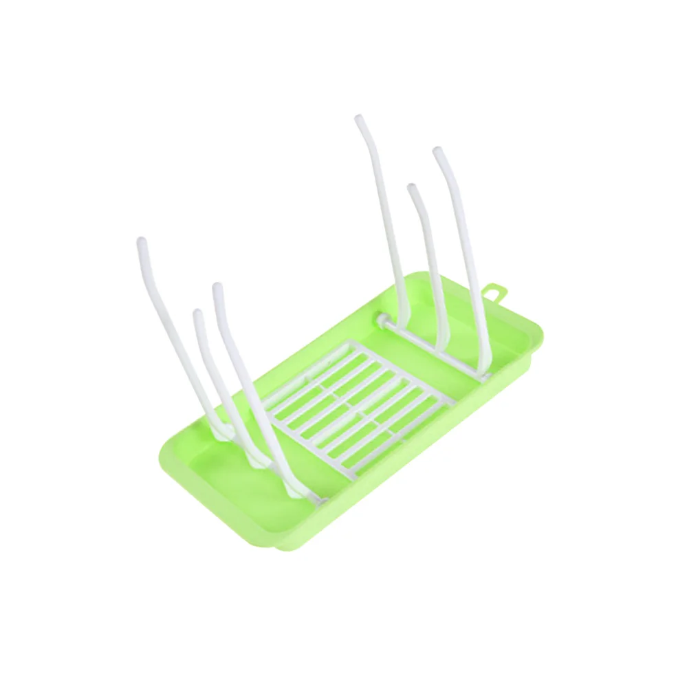 Baby Bottle Drying Rack Foldable PP Material Nipples Cups Countertop Holder Light Green Space Saving Vertical