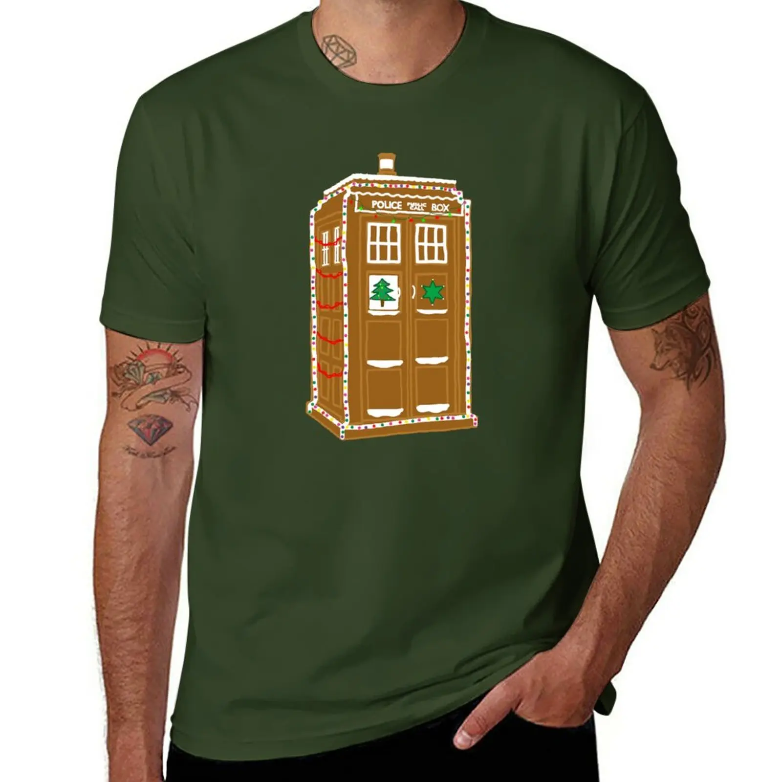 New Gingerbread Tardis T-Shirt Camicetta Vestiti Carini Tees Top Magliette Da Uomo