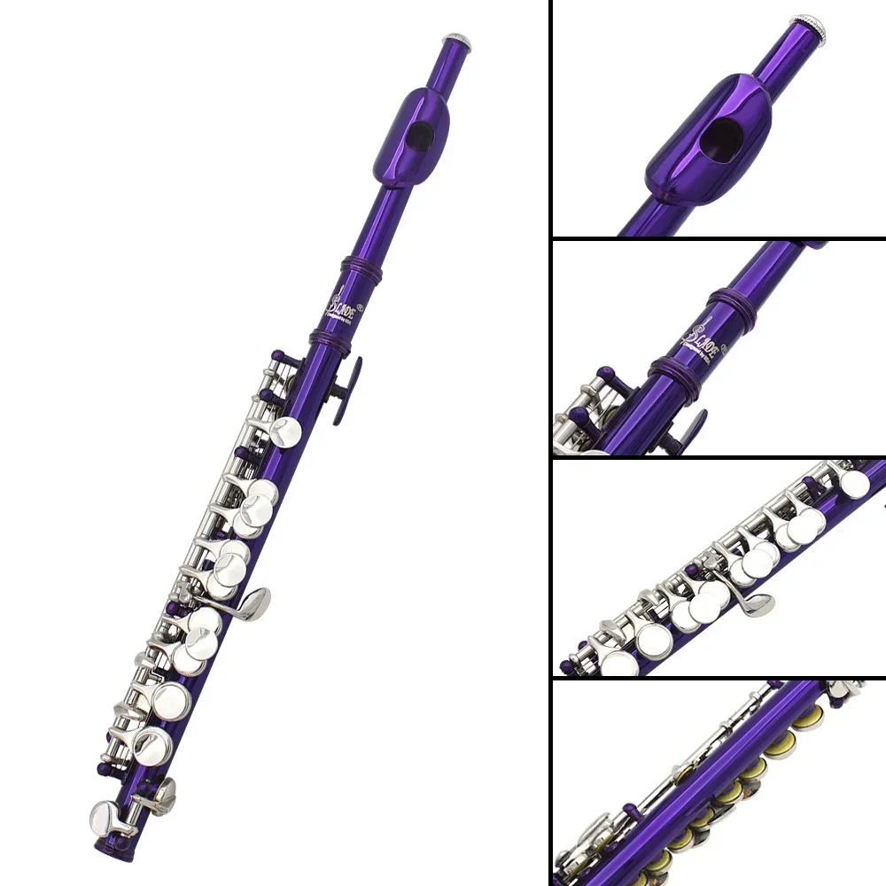 Purple Piccolo Flute C Key Half-size Flute Instrument with Case Cleaning Cloth Parts Cupronickel Piccolo c key flute flute instrument wind music instrument