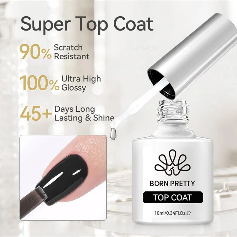 BORN PRETTY 10ml Super Top Coat No Wipe for Gel Nail Polish Varnis Semi Permanent Matte Top Nail Thick Rubber Base Manicure Tool 2