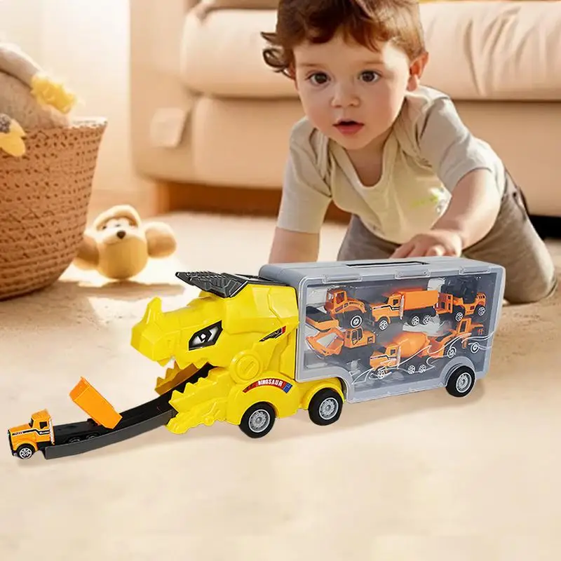 Dinosaur Carrier Truck Educational Ejection Race Track Transport Truck Car Toys Mega Hauler Toy Fun KidsMotor Vehicle Playsets