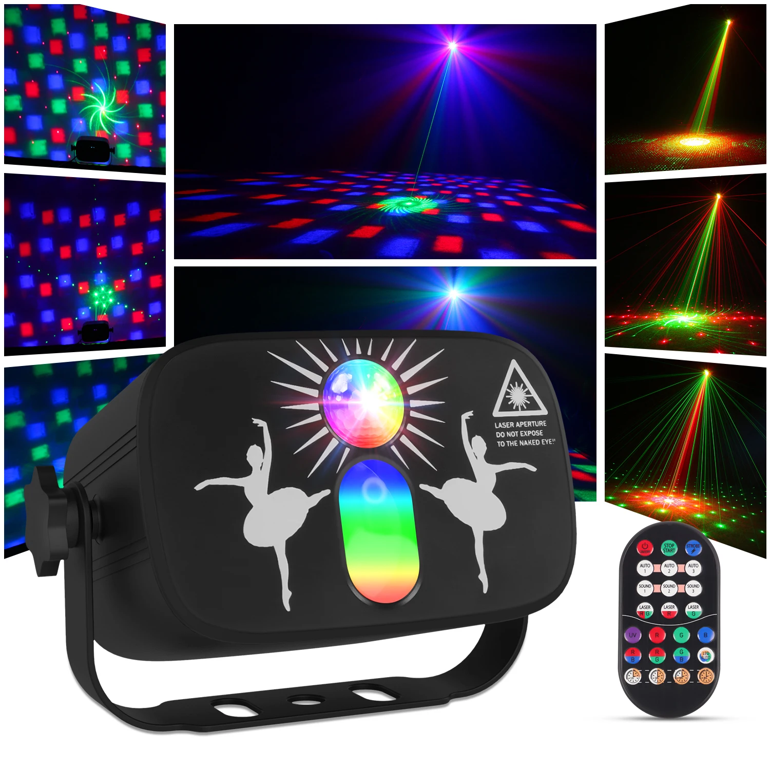 5W Magic Ball + RG Laser Party Light HOLDLAMP with Remote Control for Stage Light Party KTV Club DJ Disco Light rgb laser projector stage light usb dj disco light remote control magic ball strobe light voice activated party light xmas decor